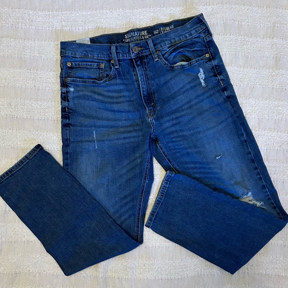 Men’s Signature by Levi‎ Strauss Co 547 Regular Taper 34x30 Denim Jeans